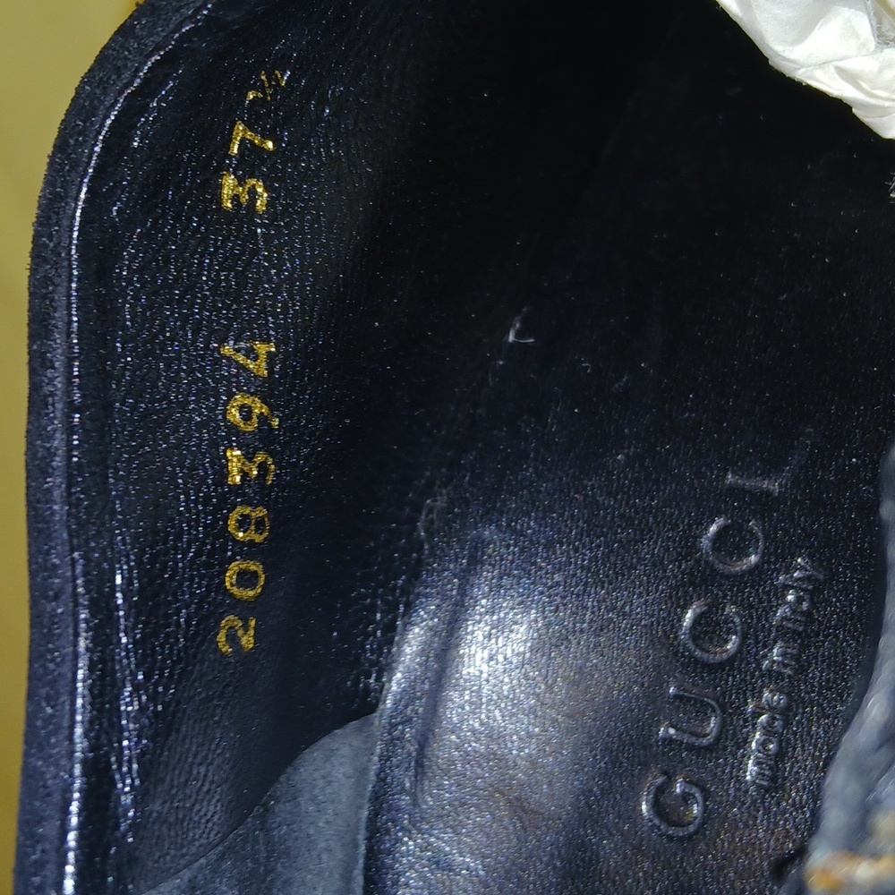 Authentic Gucci Booties. Black suede/leather gold studded size 7 1/2. - Picture 7 of 7